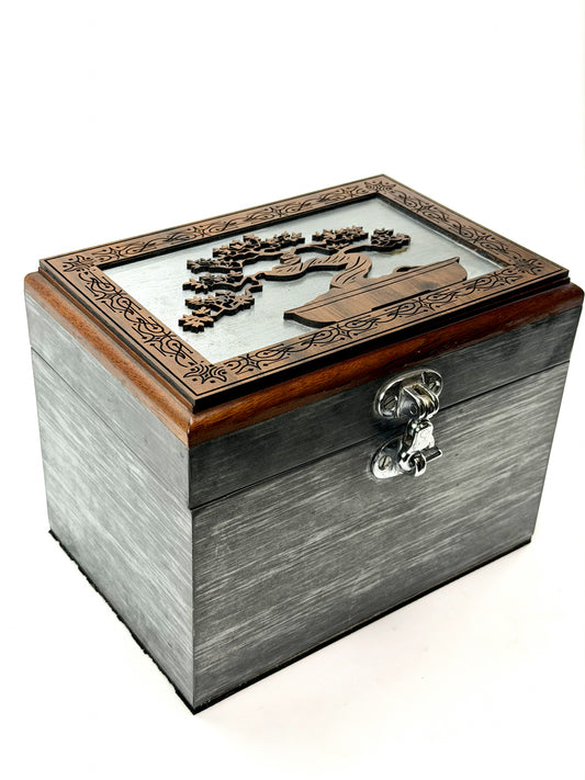 Walnut Bonsai Keepsake Box | Heavy Metal Jewelry & Memorial Chest with Custom Engraving - Elemental Home