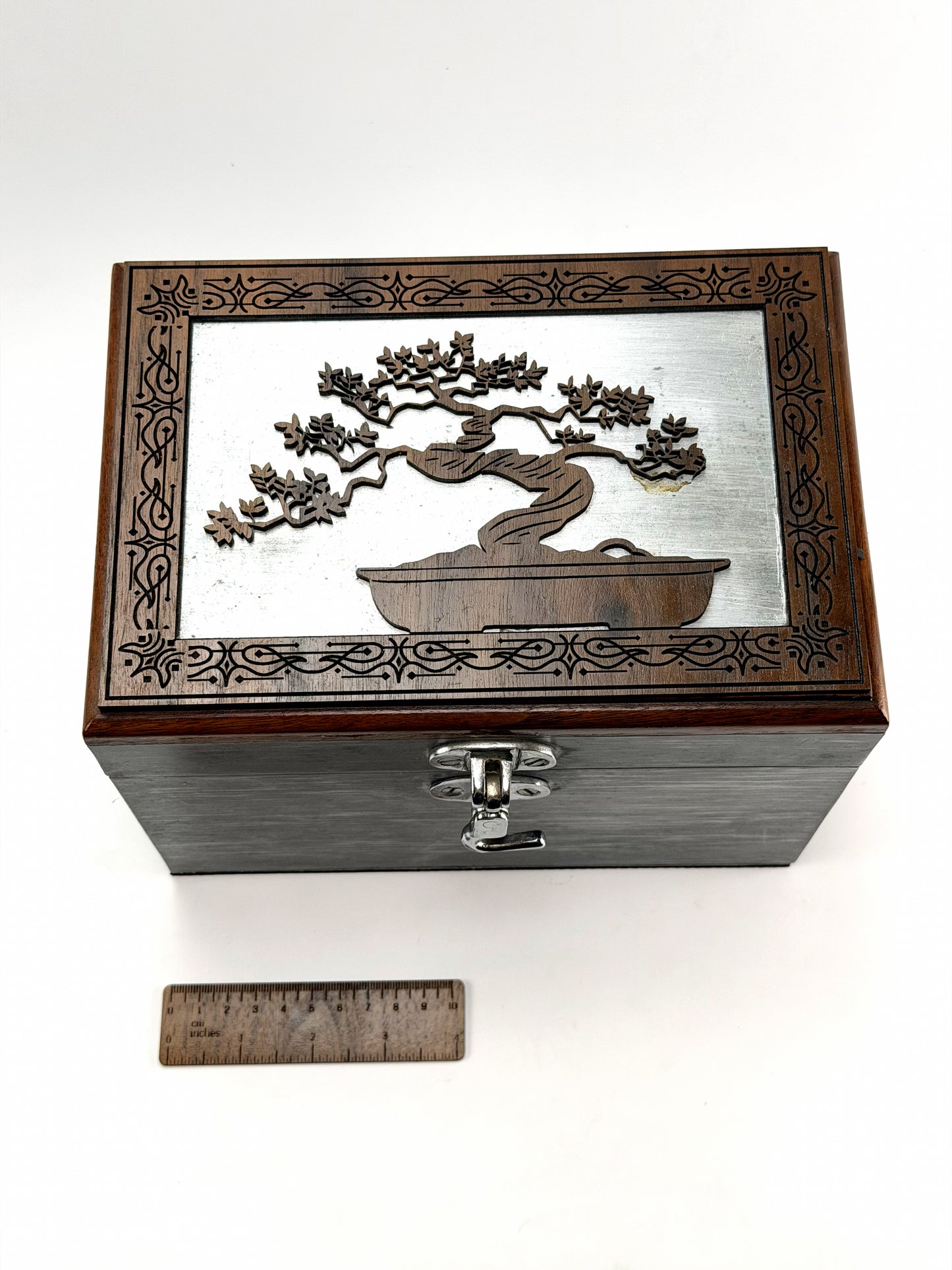 Walnut Bonsai Keepsake Box | Heavy Metal Jewelry & Memorial Chest with Custom Engraving - Elemental Home