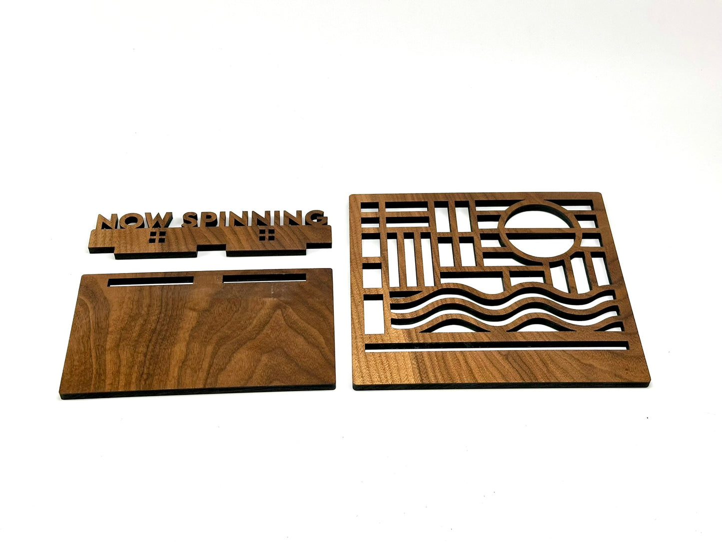 Father's Day Walnut Record Display Stand - REAL WOOD