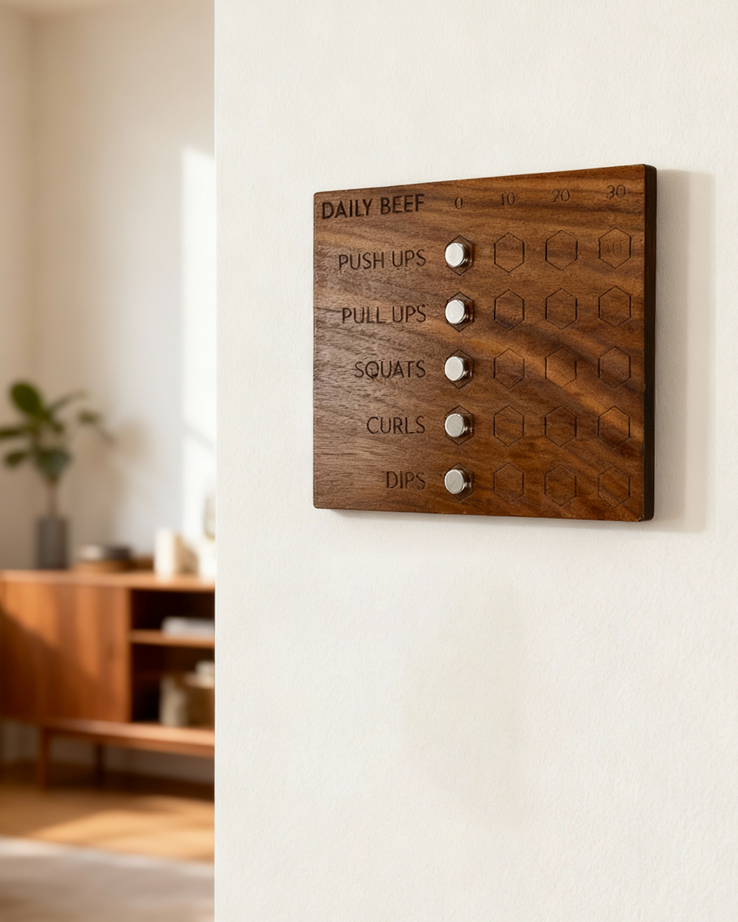 Custom Walnut Magnetic Habit Tracker
