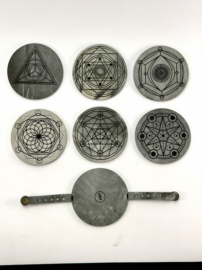 Sacred Geometry Coaster Set w/ Travel Strap | Lightweight Grey & Black Marble Yoga Mat Material — Elemental Home
