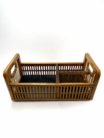 Bamboo Organizer Tray with Sacred Geometry Inlays — Modern Rattan Storage for Entryway, Desk, or Bedside | Light The Path Arts