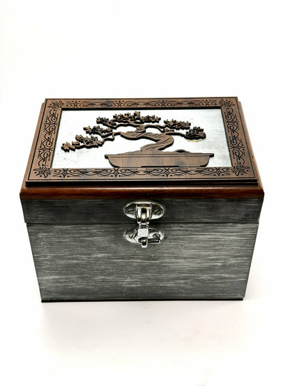 Walnut Bonsai Keepsake Box | Heavy Metal Jewelry & Memorial Chest with Custom Engraving - Elemental Home