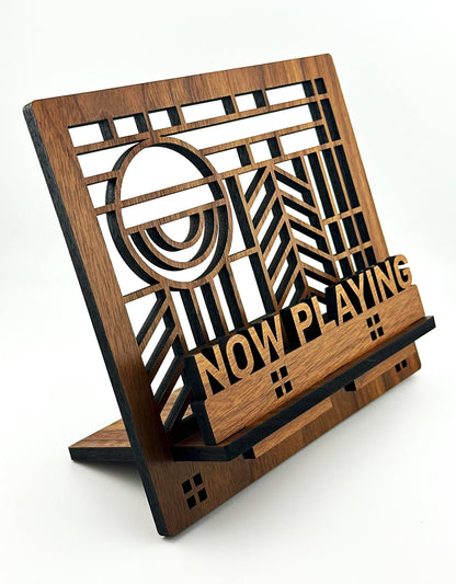 "Now Playing" Record Display Stand - Solid Walnut