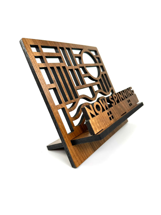 Father's Day Walnut Record Display Stand - REAL WOOD