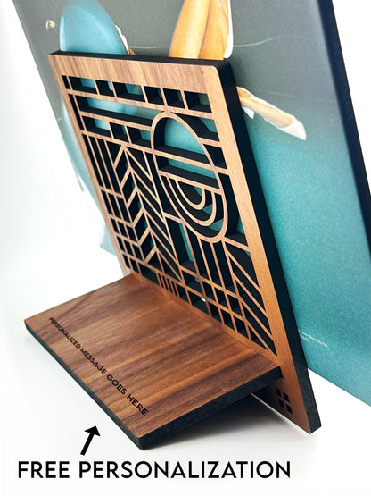 "Now Playing" Record Display Stand - Solid Walnut
