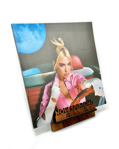 “Now Spinning” Record Display Stand - Solid Walnut