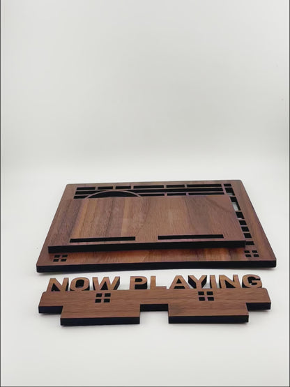 "Now Playing" Record Display Stand - Solid Walnut