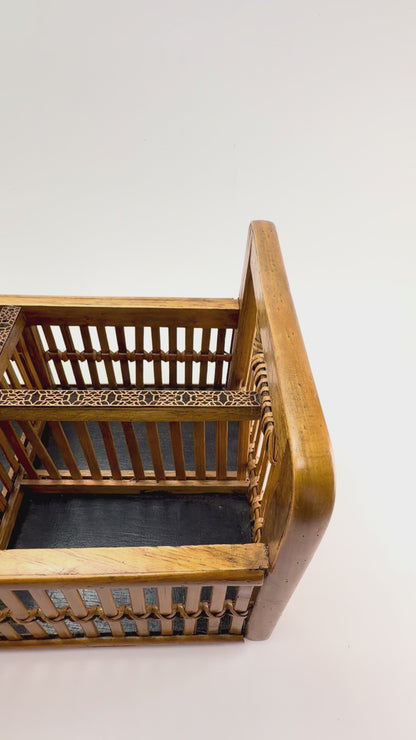 Bamboo Organizer Tray with Sacred Geometry Inlays — Modern Rattan Storage for Entryway, Desk, or Bedside | Light The Path Arts
